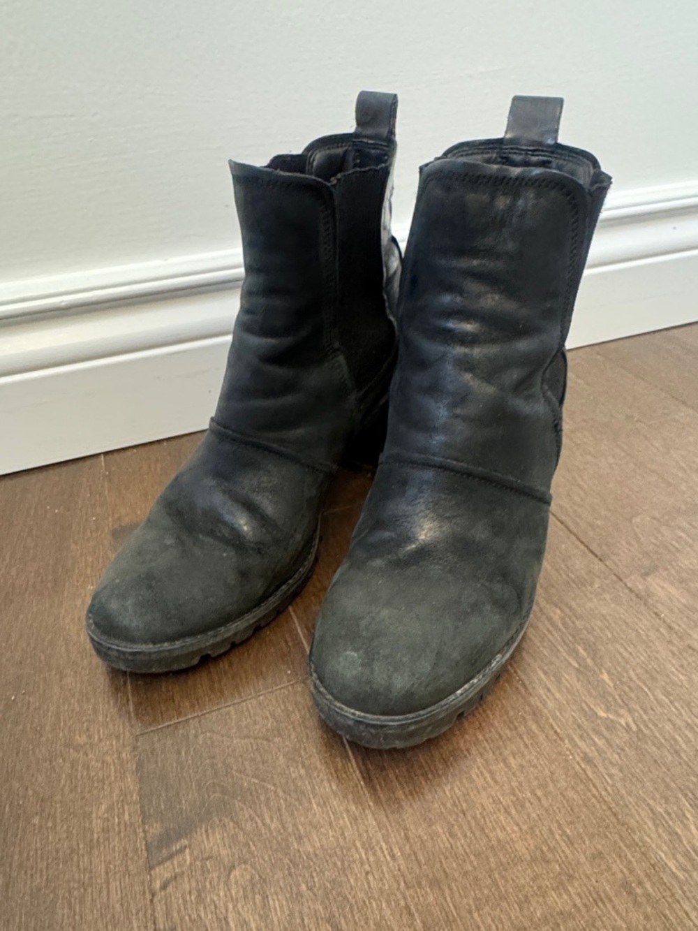 UGG Black Leather Heeled Boots